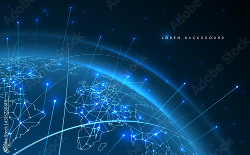 Fotomural World map network connection lines background