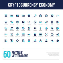 50 Cryptocurrency Economy Concept Filled Icons