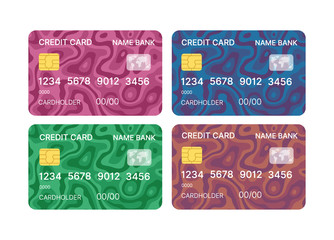 Poster - Credit cards set multicolor template vector with