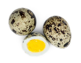 Canvas Print - Quail Eggs isolated on white background (selective focus; close-up shot)