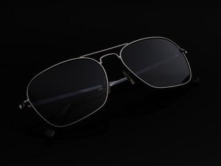 Close-up sunglasses polarized studio black light dark black