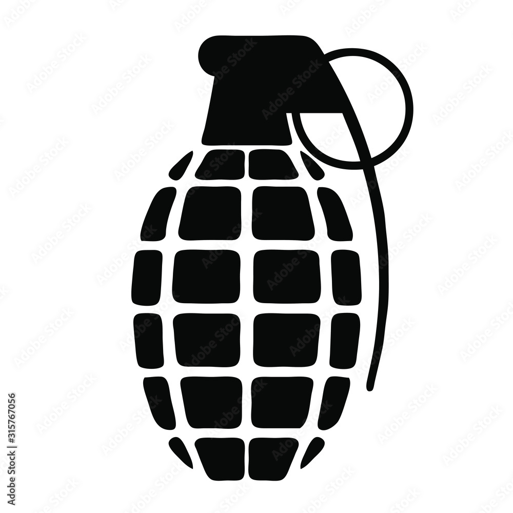 hand grenade black white vector illustration Stock Vector | Adobe Stock