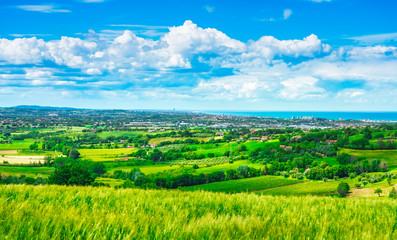 Wall Mural - Panoramic view of Romagna coast or Riviera Romagnola, Cattolica Riccione Italy