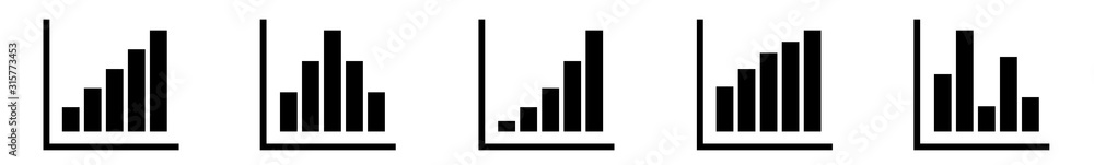 Bar Graph Icon Black | Bar Diagram | Chart Symbol | Curve Logo | Growth ...