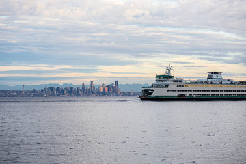 shoreline on bainbridge island with glow from the setting sun