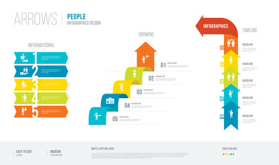  arrows style infogaphics design from people concept. infographic vector illustration