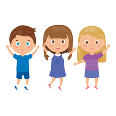 Wall Mural - children standing on white background