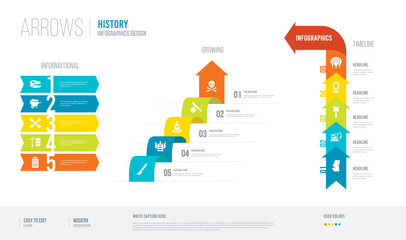  arrows style infogaphics design from history concept. infographic vector illustration