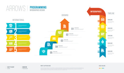 arrows style infogaphics design from programming concept. infographic vector illustration