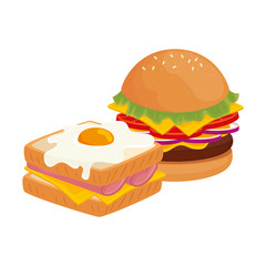 Canvas Print - delicious burger with sandwich fast food icon