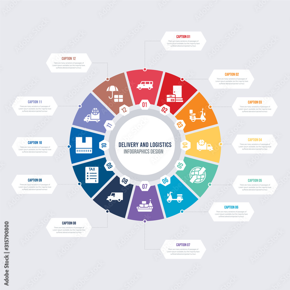 round 12 options delivery and logistics infographic template design ...
