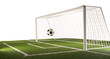soccer field with football ball and soccer goal 3d-illustration