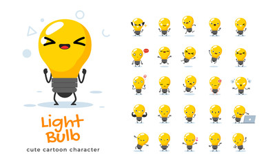 Vector set of cartoon images of Light Bulb. Vector Illustration.