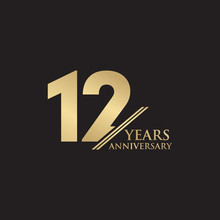 12th Year Anniversary Emblem Logo Design Vector Template