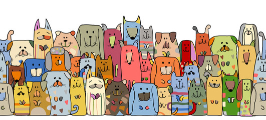 Poster - Funny dogs family, seamless pattern for your design