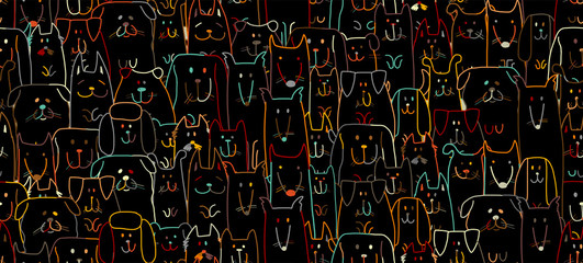 Poster - Funny dogs family, seamless pattern for your design