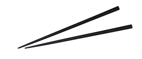 Best quality black chopsticks The end of the surface is rough. isolated with clipping path on white background.