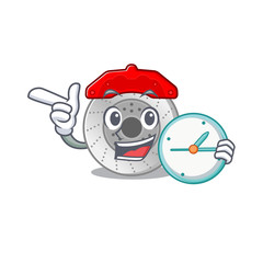 Sticker - cartoon character style car brake having clock