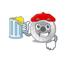 Sticker - Happy car brake mascot design with a big glass