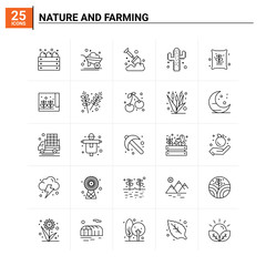 Sticker - 25 Nature And Farming icon set. vector background