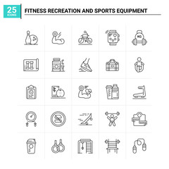 Wall Mural - 25 Fitness Recreation And Sports Equipment icon set. vector background