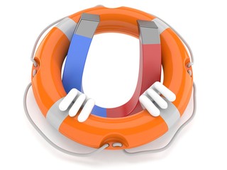 Sticker - Horseshoe magnet character inside life buoy