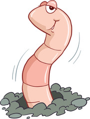 Wall Mural - Earthworm  with face expression, smilling 