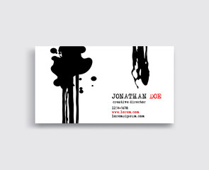 Creative business card templates with minimalistic ink design. Vector Illustration.