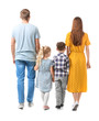 © Pixel-Shot - Happy family on white background, back view