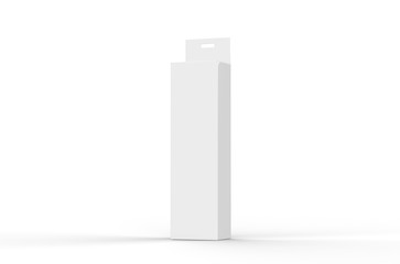 Wall Mural - White blank paper box packaging with hang tab, mockup template on isolated white background, 3d illustration