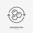 Cell regeneration line icon, vector pictogram of collagen repair. Skincare illustration, sign for ceam, cosmetics packaging