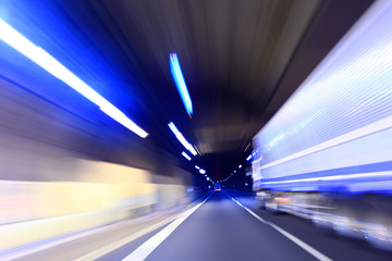 Heavy truck in a tunnel