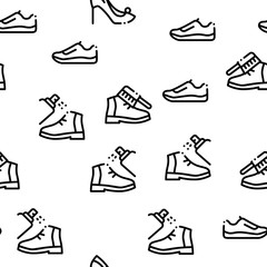 Sticker - Shoe Repair Equipment Seamless Pattern Vector Thin Line. Illustrations