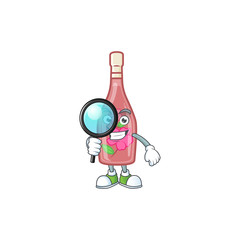 Canvas Print - Smart One eye pink bottle wine Detective character style