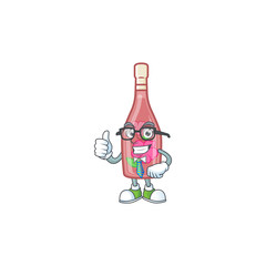 Wall Mural - cartoon character of Businessman pink bottle wine wearing glasses