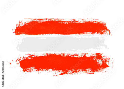 Fotomural Unordentliche handgemalte Flagge: Österreich