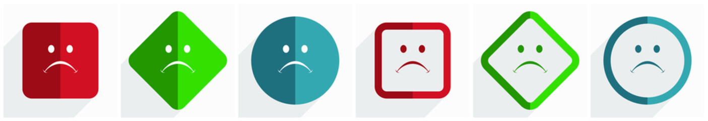 Leinwandbilder - Cry icon set, flat design vector illustration in 6 options for webdesign and mobile applications in eps 10