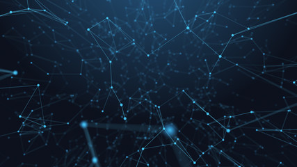 Wall Mural - Abstract futuristic -  technology with polygonal shapes on dark blue background.  Design digital technology concept.