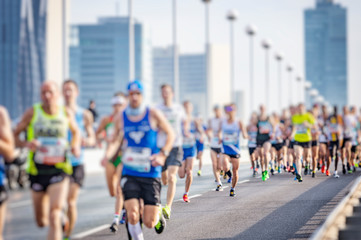 marathon runners in the city