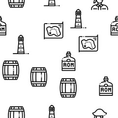 Wall Mural - Pirate Sea Bandit Tool Seamless Pattern Vector Thin Line. Illustrations