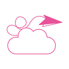 Poster - cute cloud sky with paper airplane