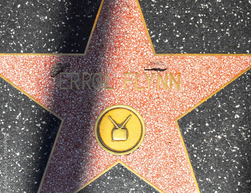 Errol Flynn's star on Hollywood Walk of Fame Stock Photo | Adobe Stock