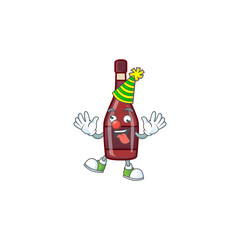 Wall Mural - Funny Clown red bottle wine cartoon character mascot design