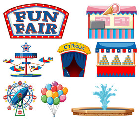 Canvas Print - Set of circus items on white background