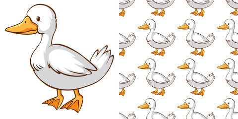 Wall Mural - seamless background design with cute duck