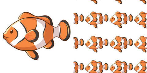 Wall Mural - Seamless background design with clownfish