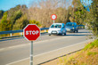 © J Photography - Traffic sign at the countryside scenes of Spain. Spain is located in Europe and known as a big tourism country..