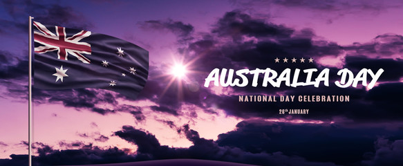 Australia National Day. Australian Flag with stripes and national colors. Australia Day. National Day Celebration. January 26.