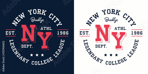 NY college league print for t-shirt design Tableau sur Toile