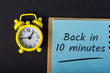 Back in 10 minutes notice on business workplace